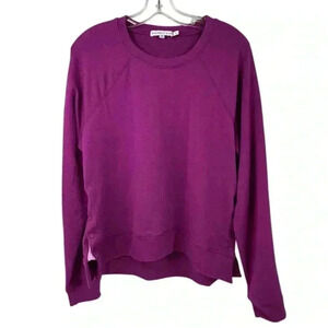 Sincerely Jules Women's Purple Raglan Sweatshirt‎ Size L Casual Fall Snap Detail